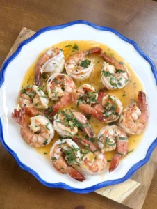 Garlic butter shrimp with white wine