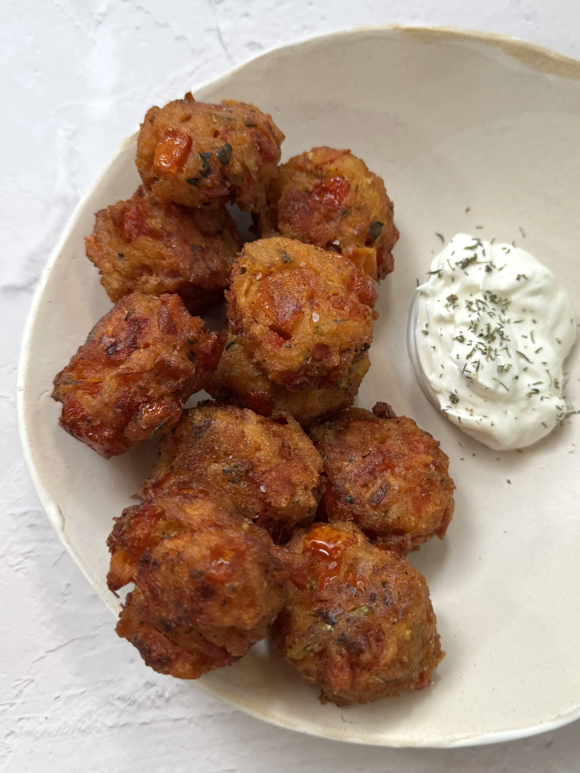 Summer tomato fritters
