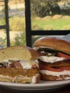 Bean patties with brioche buns
