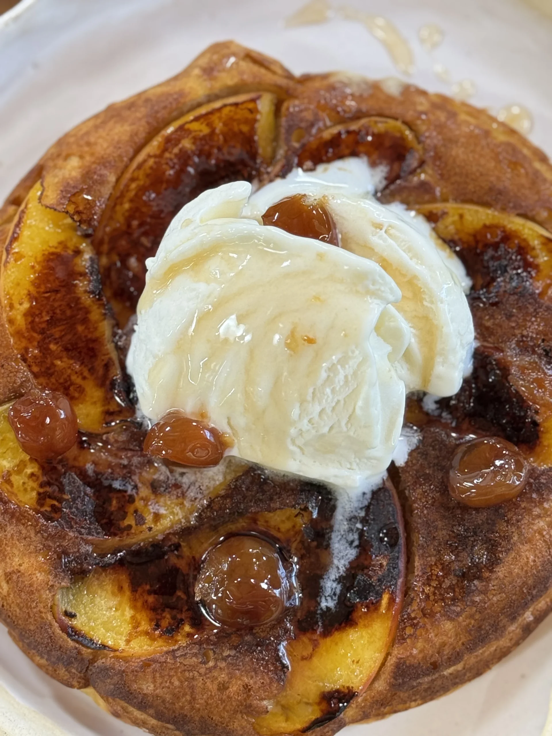 Grilled peach pancakes