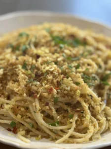 Pasta with anchovies, lemon & crunchy breadcrumbs