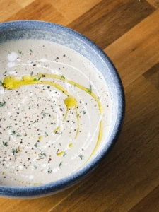 Creamy mushroom soup with truffle oil
