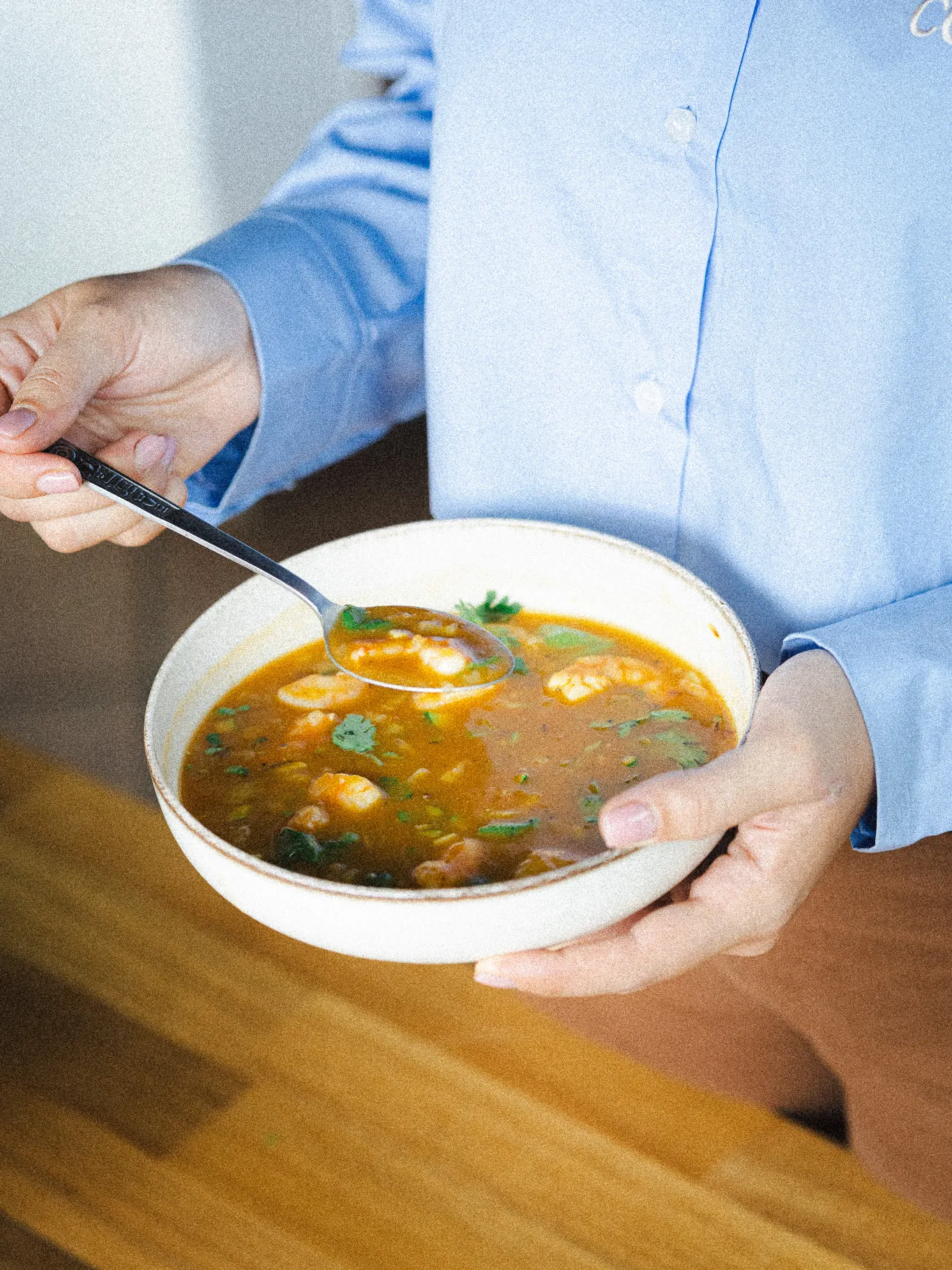 Shrimp soup with lemongrass and sweet potato