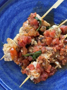 Chicken skewers with parmesan