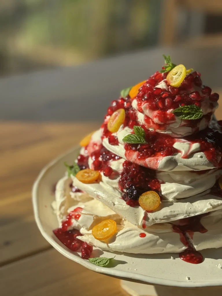 Christmas tree-shaped pavlova