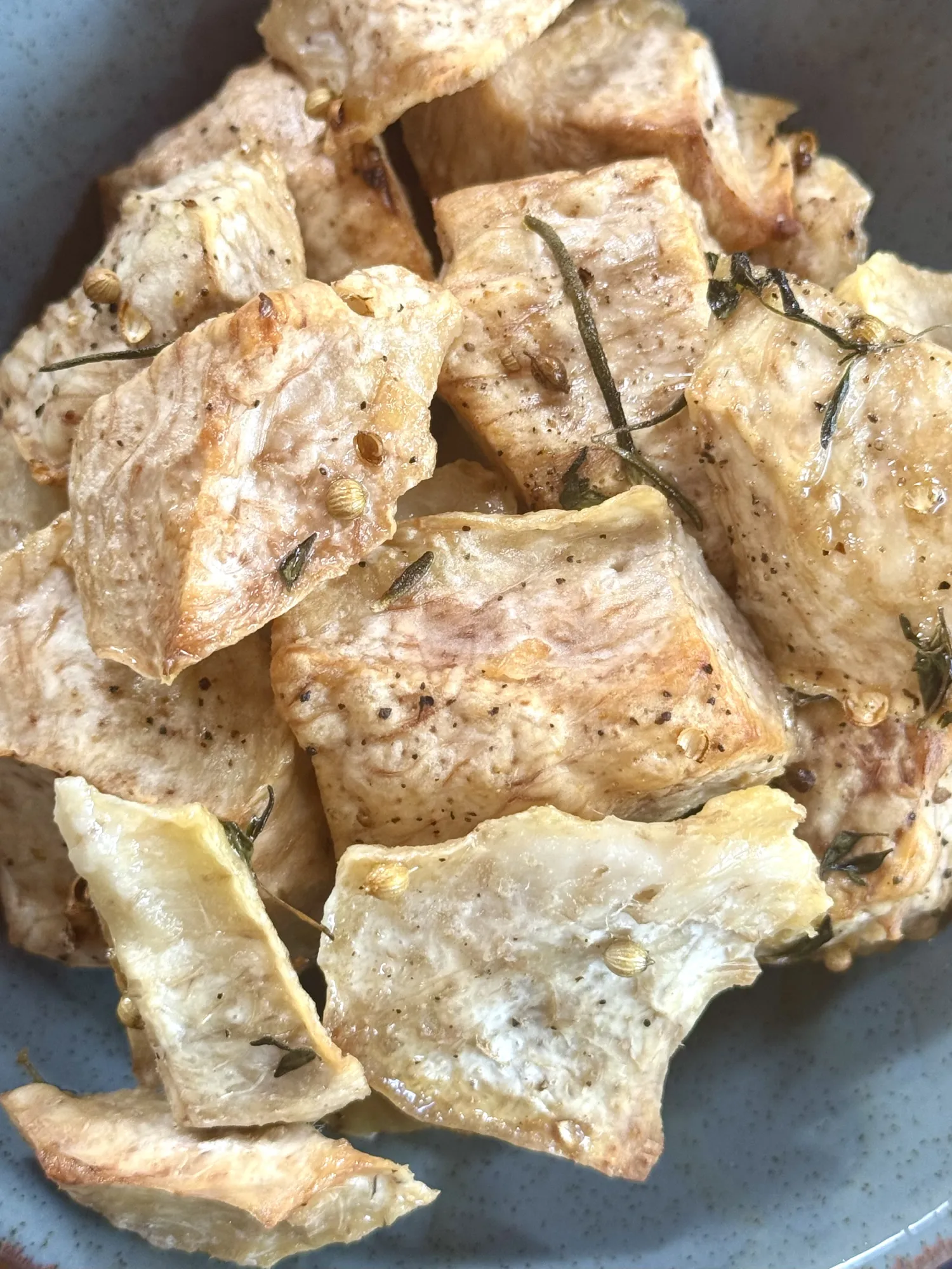 Roasted taro with herbs