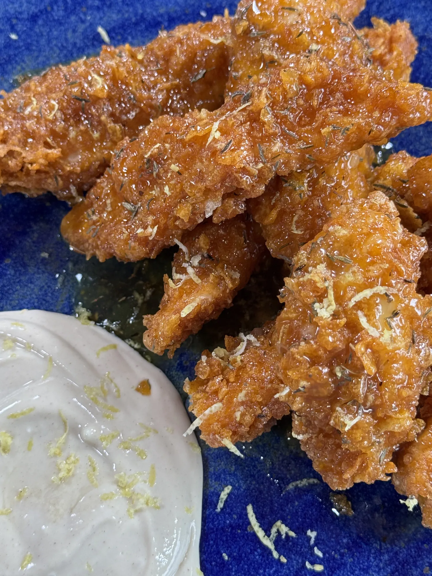 Crispy chicken with honey glaze