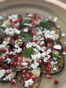 Eggplant carpaccio with tahini sauce
