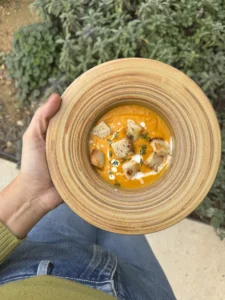 Pumpkin velouté soup with croutons