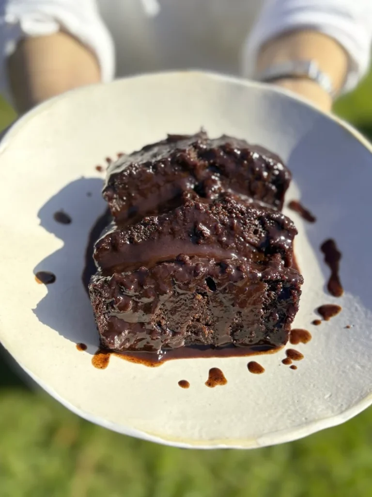 Moist chocolate cake with chocolate sauce
