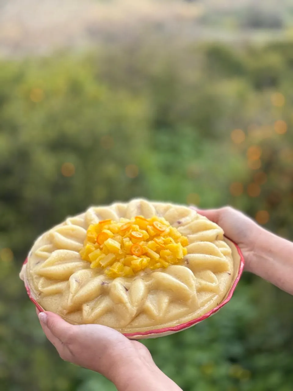 Semolina halva with pineapple juice & coconut