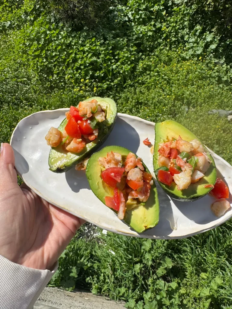 Stuffed avocado with shrimp