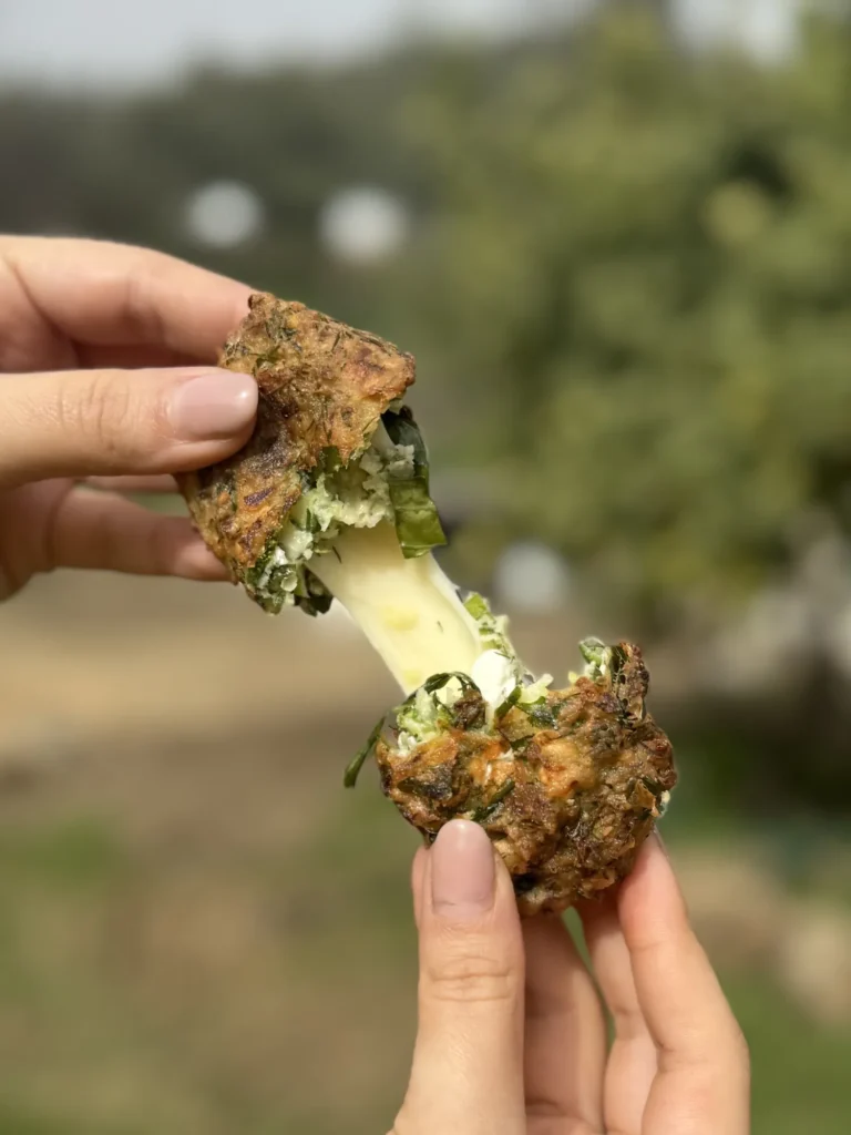 Zucchini fritters with melted cheese