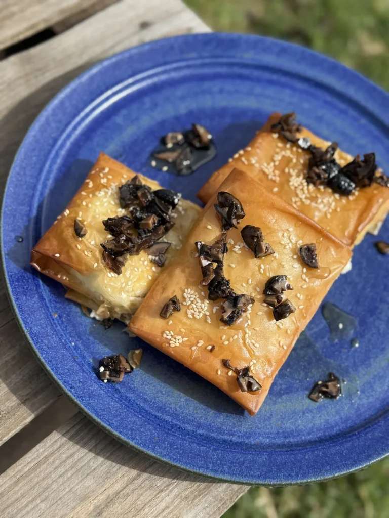 Feta parcels with walnut spoon sweet