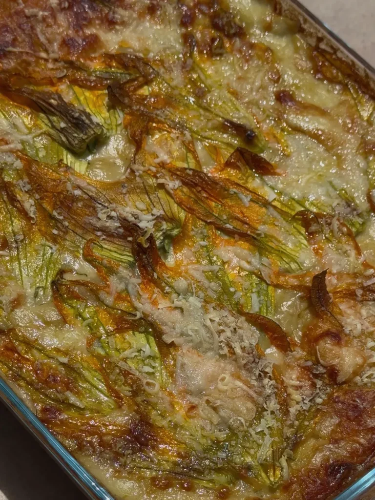 Summer Lasagna with Zucchini Blossoms and Mozzarella