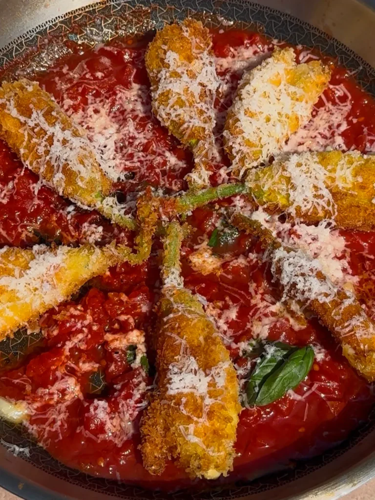Fried zucchini blossoms stuffed with cheese