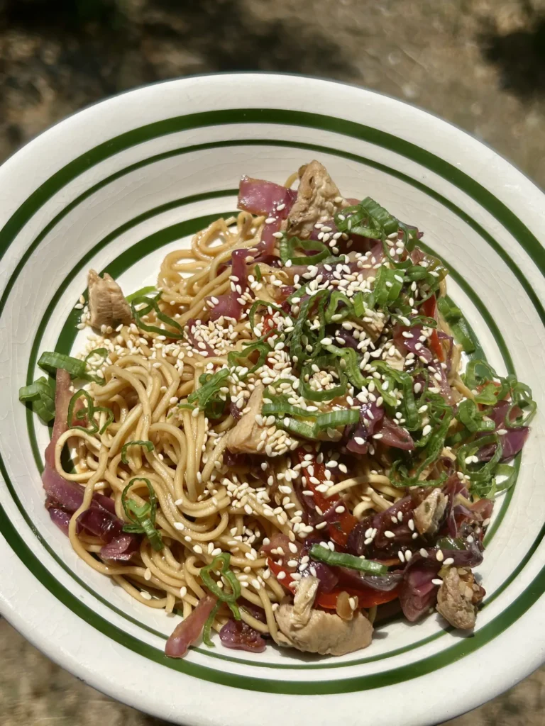 Noodles with chicken and vegetables